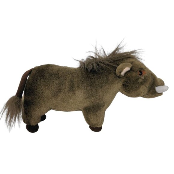 Vintage 1995 K&M International Brown Warthog Tusks Plush Stuffed Animal 11” - Picture 3 of 7